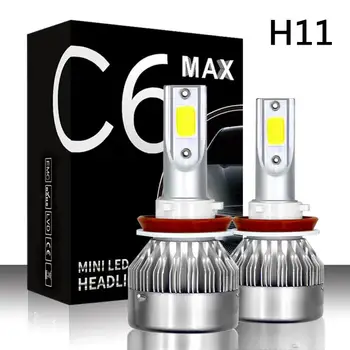 

2 Pcs C6 MAX Mini H8 H9 H11 LED Headlight 6000K COB Bulb 72W 8000LM for Car Fog Lamp Lights 12V