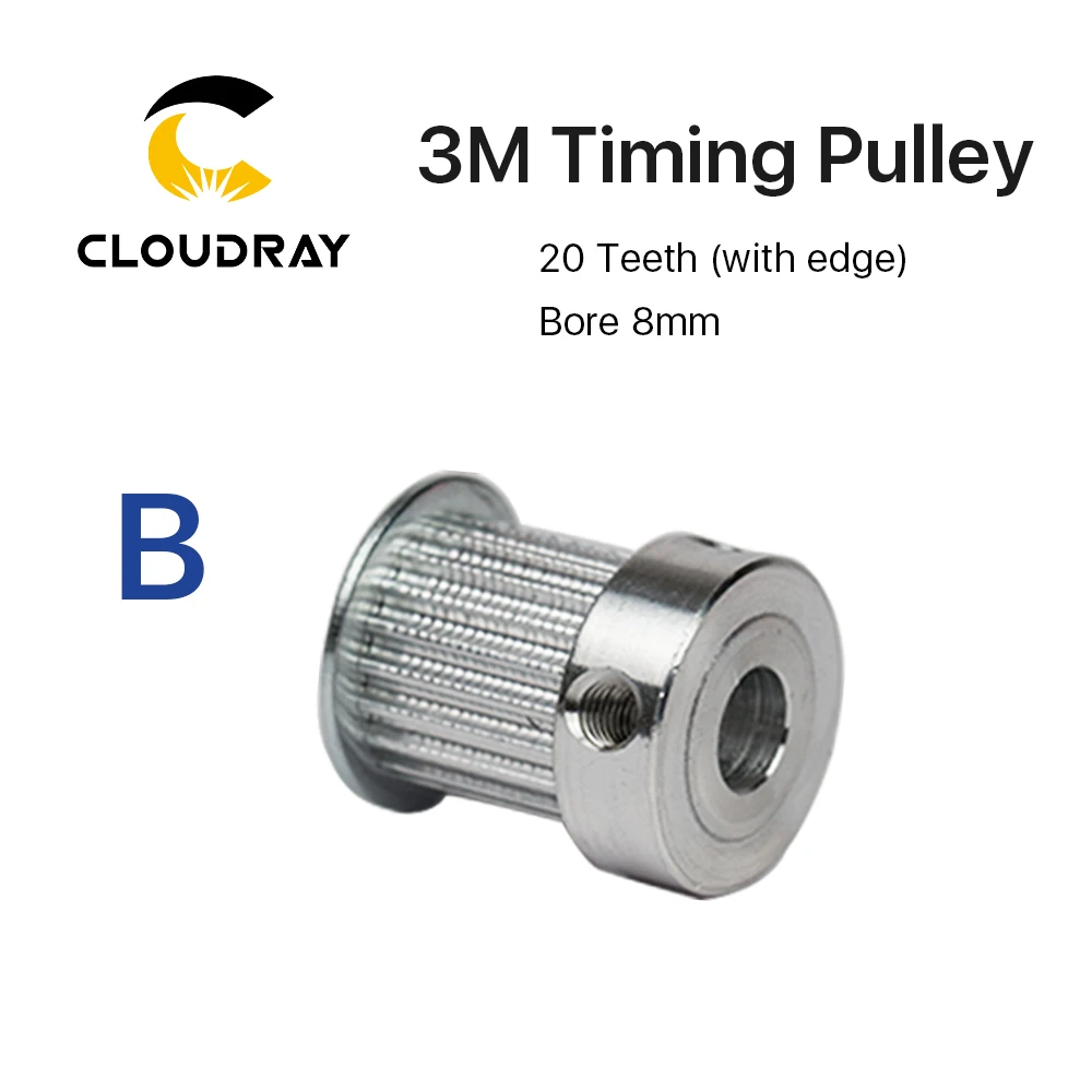 Cloudray CO2 Laser Metal Parts Synchronous HTD 3M Gear Pulley 6.35/8/12mm for DIY CO2 Laser Engraving Cutting Machine