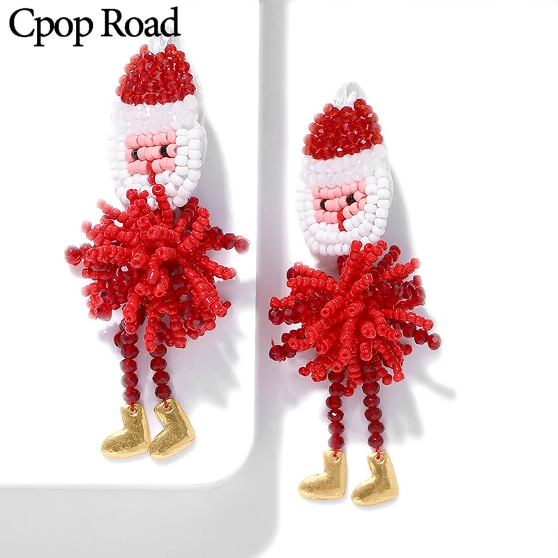 Cpop Новая мода бусы серьги Снеговик подвеска с Санта-Клаусом стильные серьги личности женские ювелирные украшения Рождественский подарок