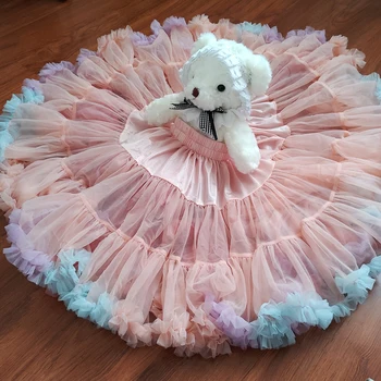 

Rainbow children's puffy skirt can be worn on both sides Princess Girl Tulle clothes Kids bustle Puffy Fashion Women Tulle