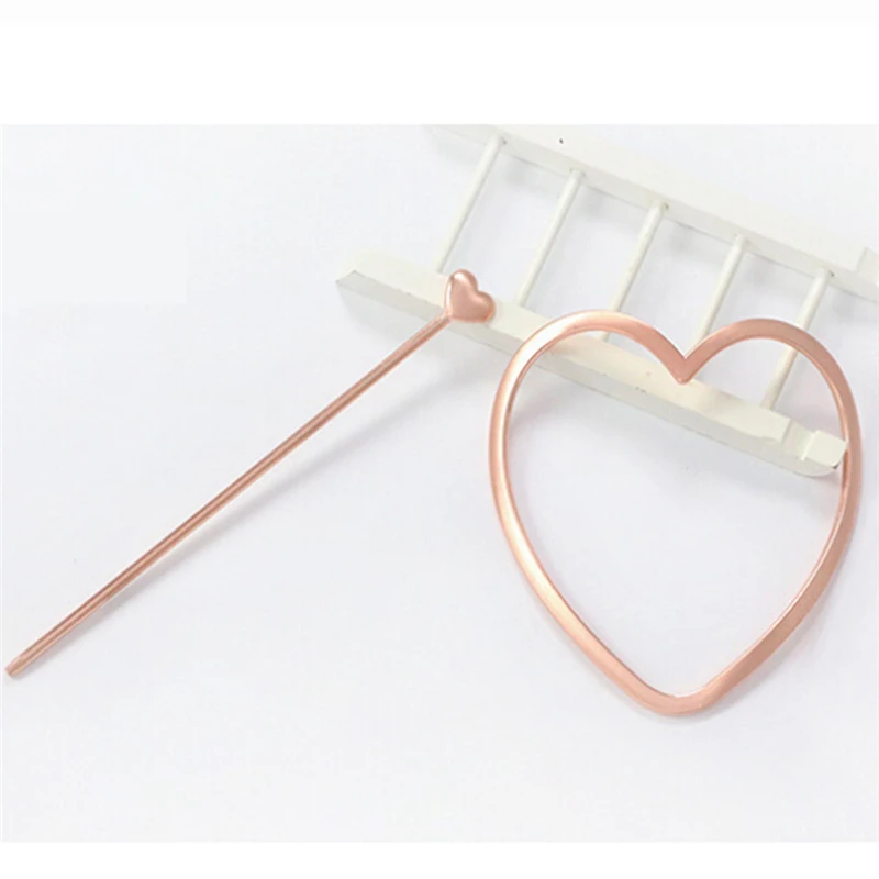 a5(rose gold) Простой Стиль с глубоким вырезом в форме сердца на жемчужные металлическая шпилька для Для женщин девочек кулон покрытый розовым золотом/серебро из Жемчужной шерсти, зажим, аксессуар для волос - Цвет: a5(rose gold)