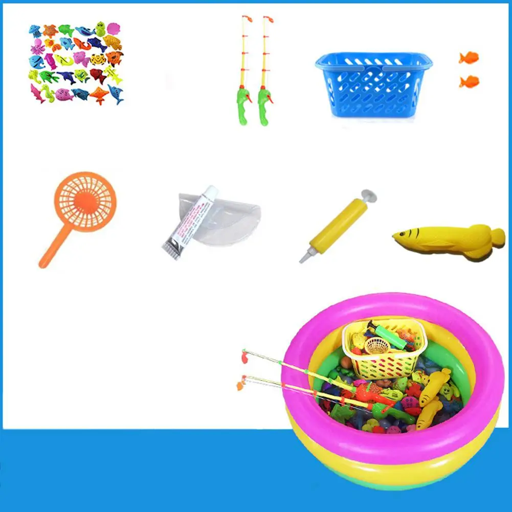 39 sets Забавные магнитные игрушки для рыбалки игровой набор для детей для ванны время бассейн вечерние с полюсом стержень Сеть пластиковый поплавок рыбы - Цвет: 39 sets