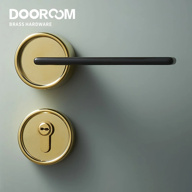 Dooroom латунный дверной замок набор современный черный PVD золотой интерьер спальня