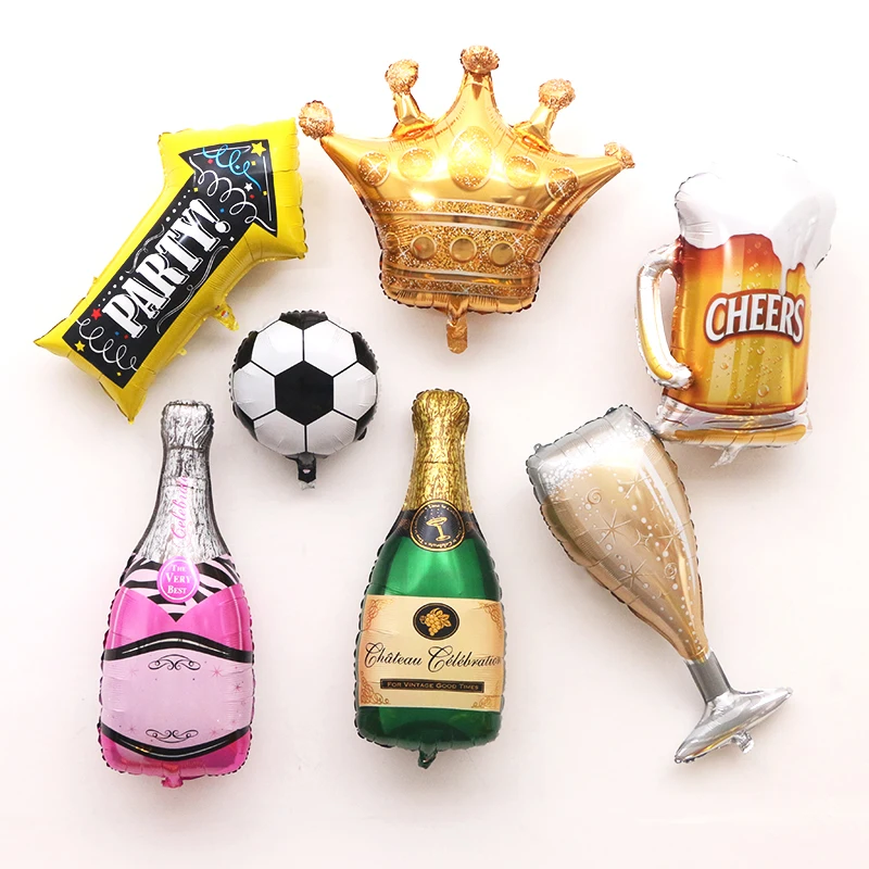 

Inflatable Big Cups Beers Bottle King Crown Balloons Balons Bacheloratte Party Helium Bachelor Bride Party Hawaiian Party Decor