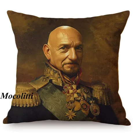 Military Generals Oil Painting Art Decorative Throw Pillow Case Celebrity Star General Costume Design Bedroom Sofa Cushion Cover K177-21