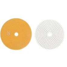 2 pçs 5 Polegada 125mm molhado diamante polimento almofadas mármore granito, grãos 30 & grãos 3000