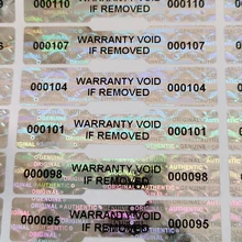 1000pcs 50mmx10mm Holographic Warranty Sticker Tamper-Proof Sealing Number Security Anti-Counterfeiting Bone Label Custom Logo