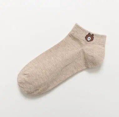 Десять пар носков с плюшевым мишкой, весна, лето и осень, тонкие корейские носки с милым плюшевым мишкой, текстура fem - Цвет: Хаки