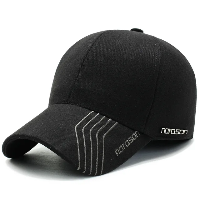 Men's Hat Autumn and Winter Wool Tweed Baseball Cap with Earflap Ear Protection Thickened Warm Fashion Dad Hat Trucker Cap 2021 black