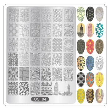 

Nail Plate Printing Template, Nail Art Printing Tools OS01-05 Flower Geometry Nail Stamping Plates DIY fire flames Image Stencil