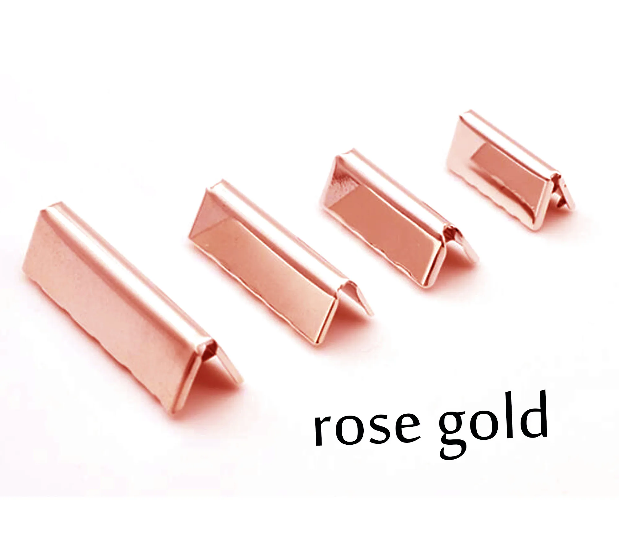 

30 Pcs Rose Gold Ribbon leather clips End Tips Belt Buckle webbing belt 20-25-32-40-50mm silver end caps nickel belt finished