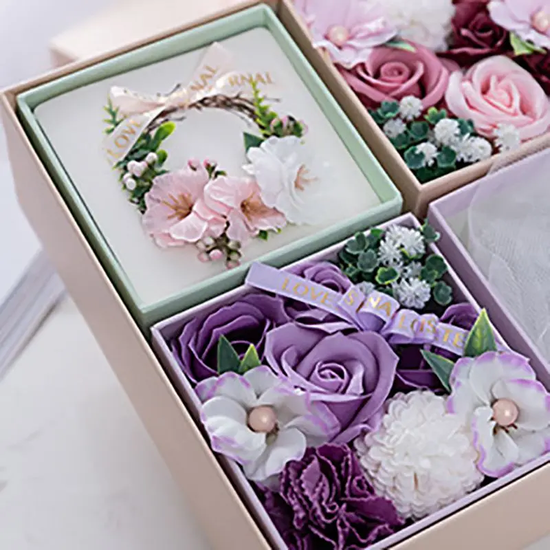 Искусственный цветок Ароматерапия-свечи с ароматизированной розой для ванны-Мыло Подарочная коробка на день рождения День святого Валентина