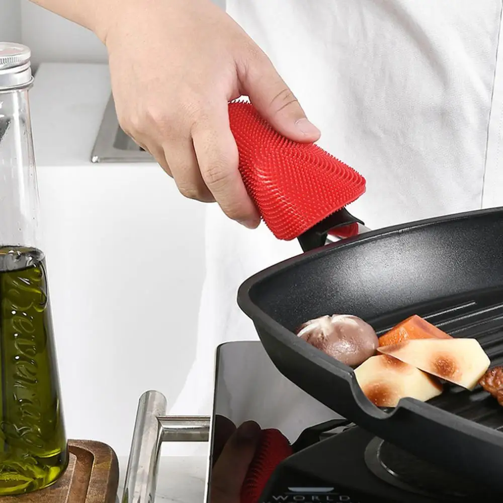 6 шт. силиконовые блюдо губка для мытья скребок Кухня очистки антибактериальное