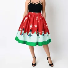 Рождественский стиль, женская Милая элегантная Офисная Женская юбка, милая плиссированная юбка с принтом снеговика Санта Клауса