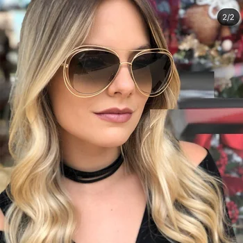 

Hollow Metal Frame Oversized Sunglasses Women 2020 Fashion Traveling Oculos Sun Glasses for Woman Shades gafas zonnebril dames