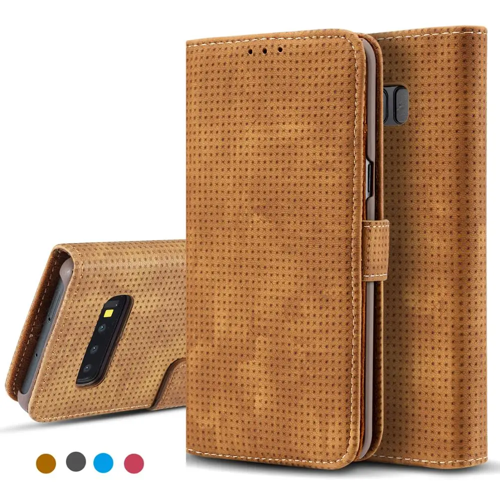 Чехол для samsung Galaxy S10 Plus, винтажный сетчатый дышащий чехол-книжка из кожи Magentic Wallet, чехол для samsung S10 5G S10 E S9