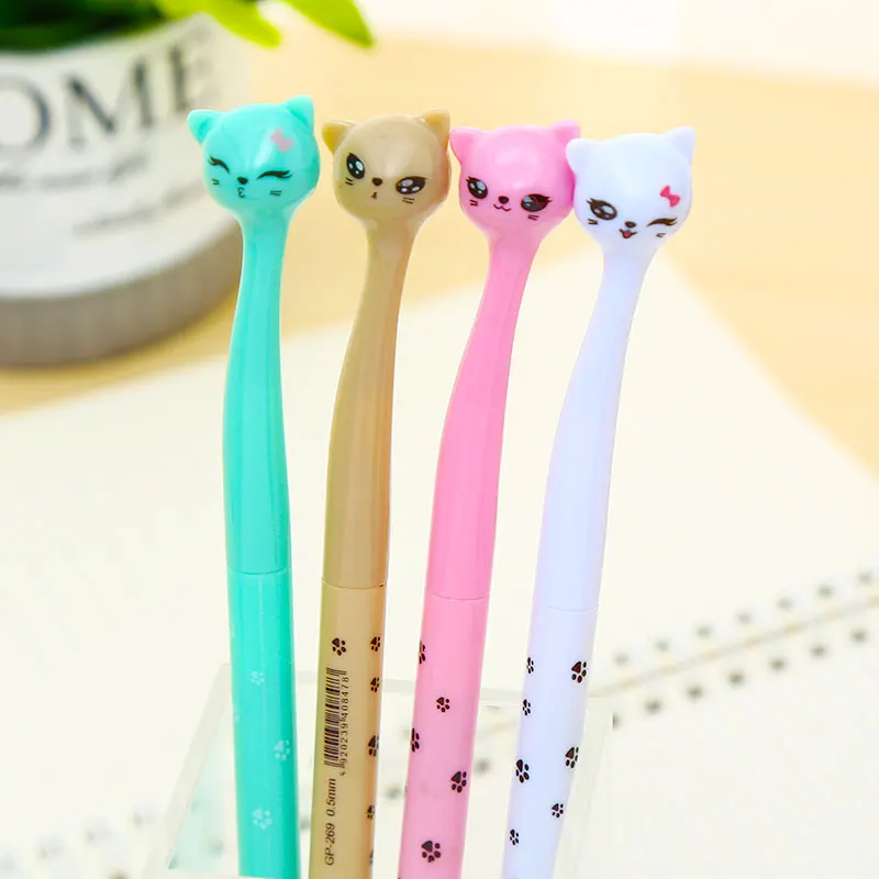 Kitty Random 1pc Корейские милые кавайные гелевые ручки Единорог Блестящий Кот Фламинго панда розовая пантера животные канцелярские принадлежности для школы Kawai вещь Рождественский подарок - Цвет: Kitty Random 1pc