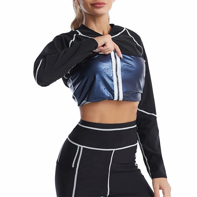 thong shapewear Sauna Slimming Top And Pants Neoprene Sweat Thermal Suits Women Long Sleeve Zipper Shirts Weight Loss Body Shaper Trousers Sets backless shapewear