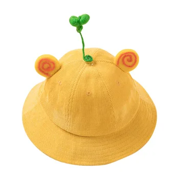 

Cute Little Yellow Hat Children Bean Sprout Bonnet Fisherman Hat Corduroy Baby Bucket Hat Outdoor Sun Protection Cap Dropship /