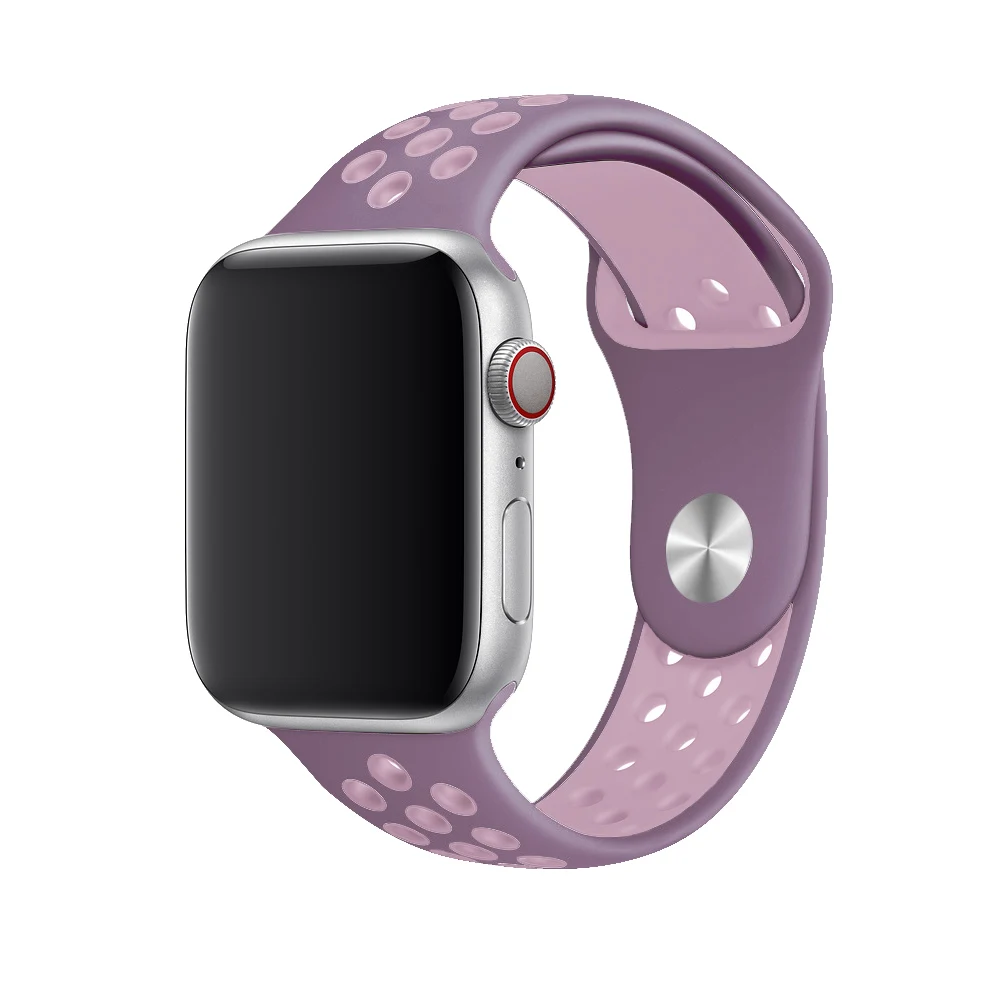 violet fog 18 Дышащий силиконовый спортивный ремешок для Apple Watch 5 4 3 2 1 42 мм 38 мм резиновый ремешок для Nike+ Iwatch 5 4 3 40 мм 44 мм - Цвет ремешка: violet fog 18