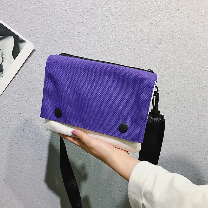 Стиль корейский стиль Harajuku простая сумка на плечо Женская универсальная INS Студенческая Холщовая Сумка с цветовым контрастом на одно плечо S
