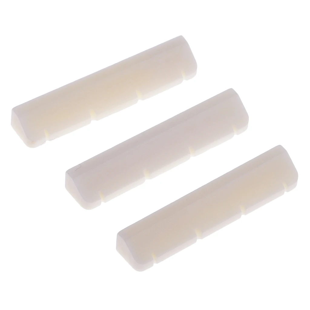 3x Ukulele Bridge Nut Cattle Bone Slotted Replacement Parts for Guitar Parts