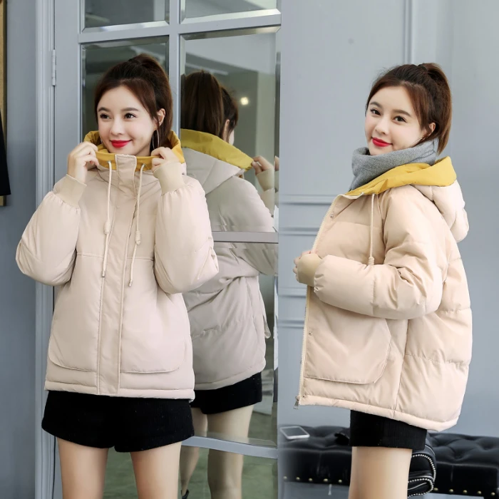 

2019 Jacket Women Winter Fashion Warm Thick Solid Short Style Cotton padded Parkas Coat Stand Collar