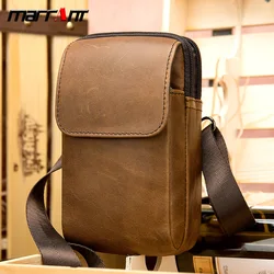 Retro Outdoor Single-Shoulder Bag Men's Authentic Leather Belt Mobile Phone Waist Bag Vertical Pouch Cross-Border 8847