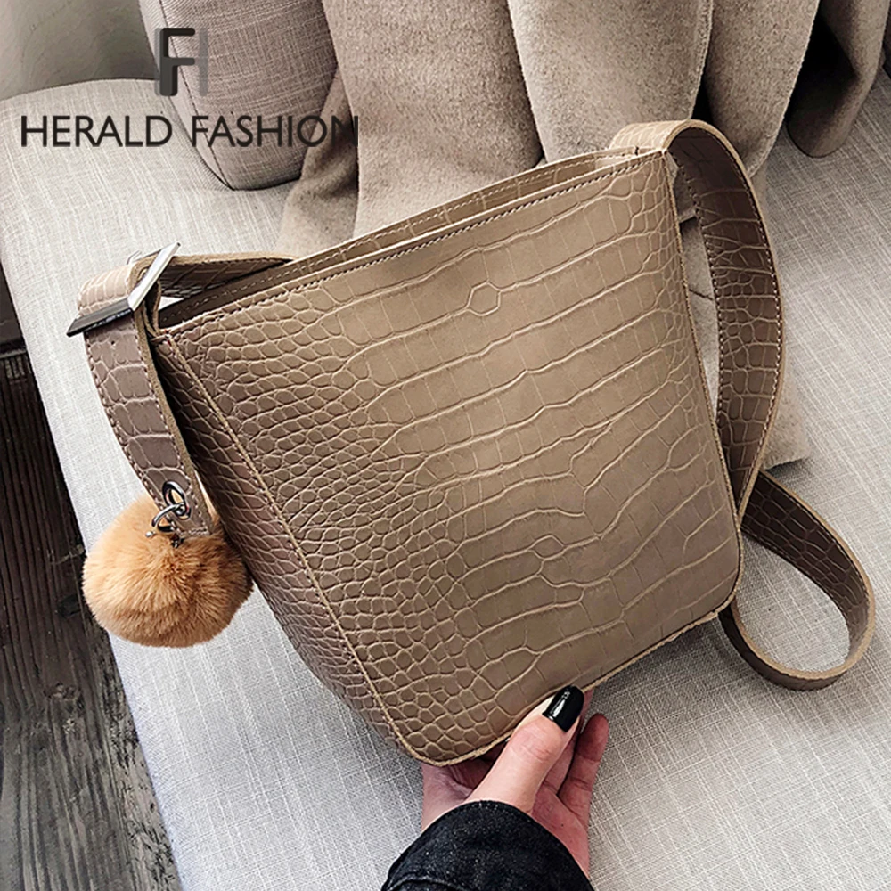 

Vintage leather Stone Pattern Crossbody Bags For Women 2019 New Shoulder Bag Fashion Handbags and Purses Zipper Bucket Bags