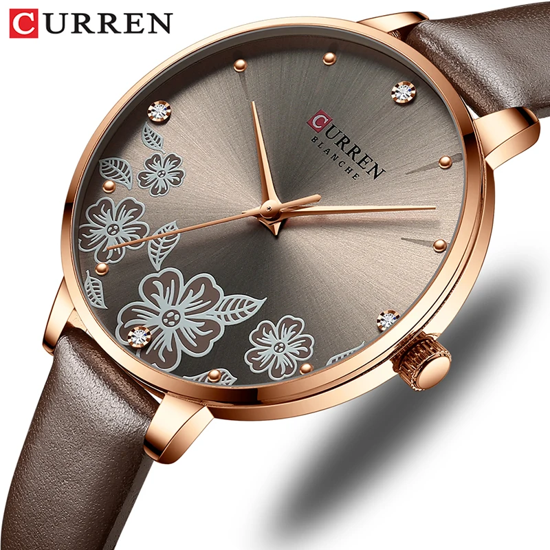 

CURREN Women Watches Top Brand Luxury Leather Strap Wristwatch for Women Rose Girl Clock Stylish Quartz Ladies Watch