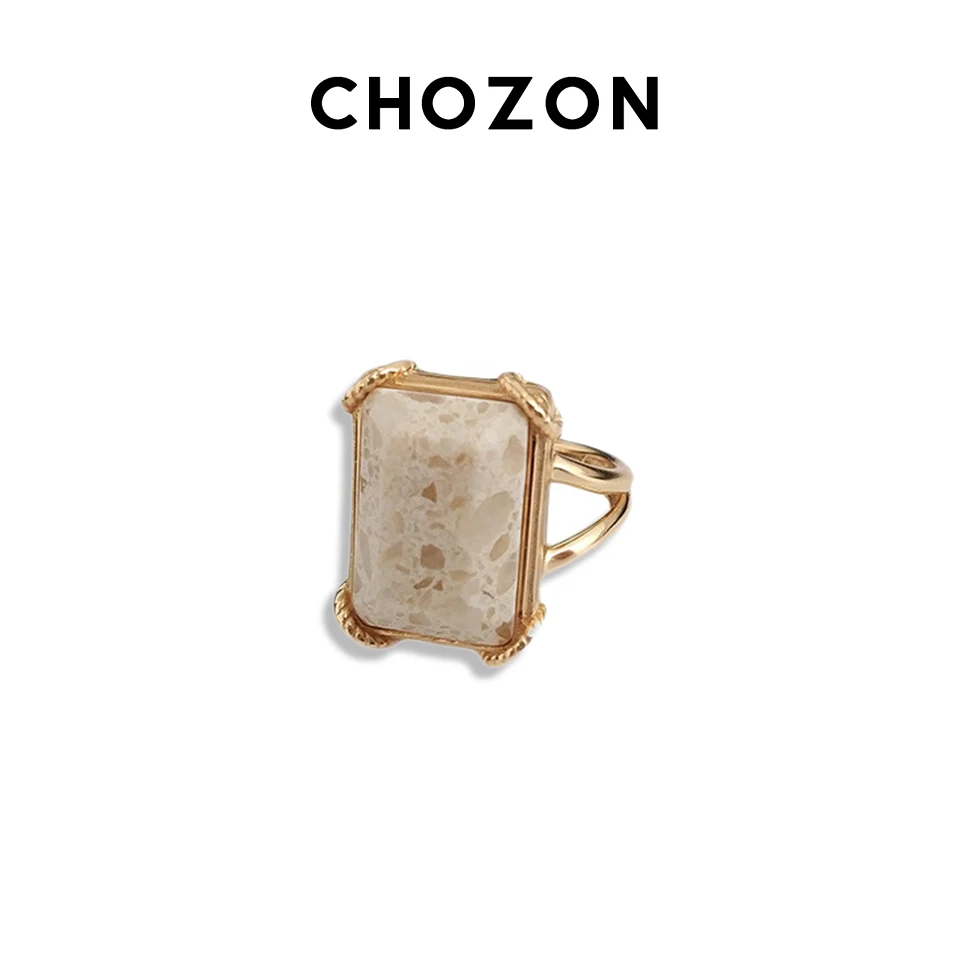 Кольцо CHOZON из чистого серебра S925 пробы в корейской версии кольцо с золотым камнем