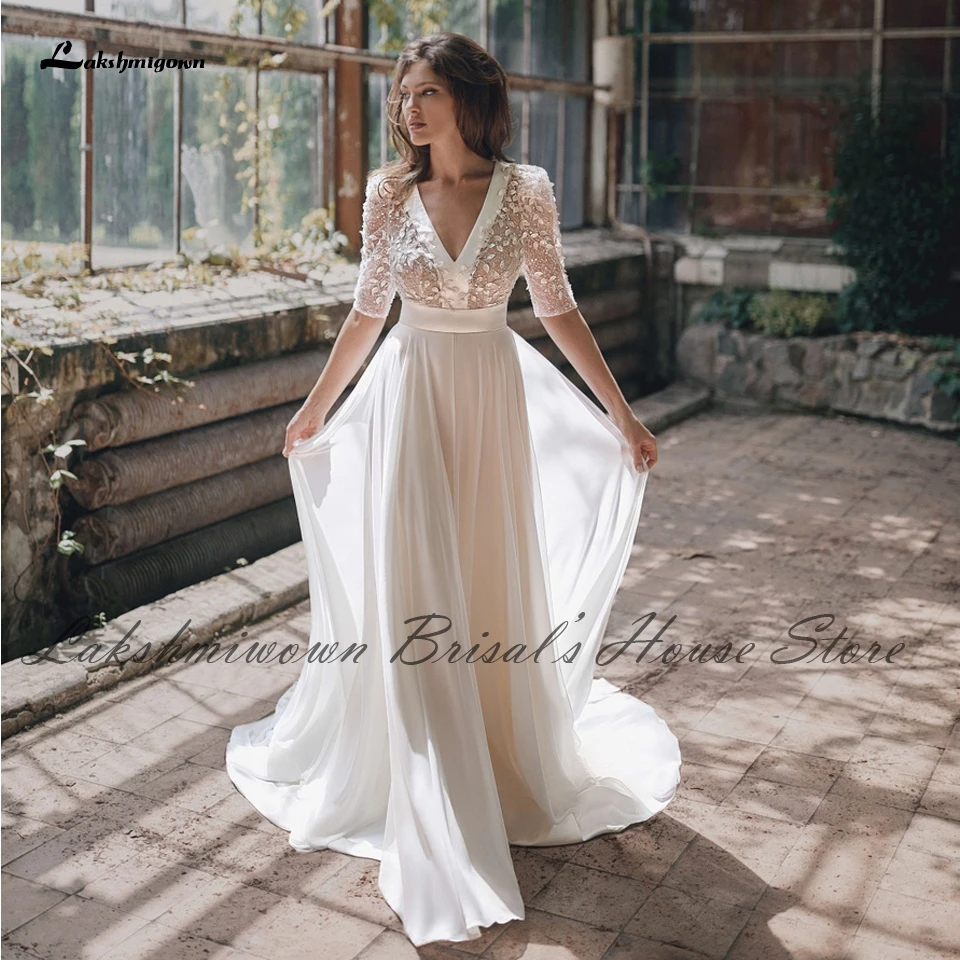 bohemian off white wedding dress
