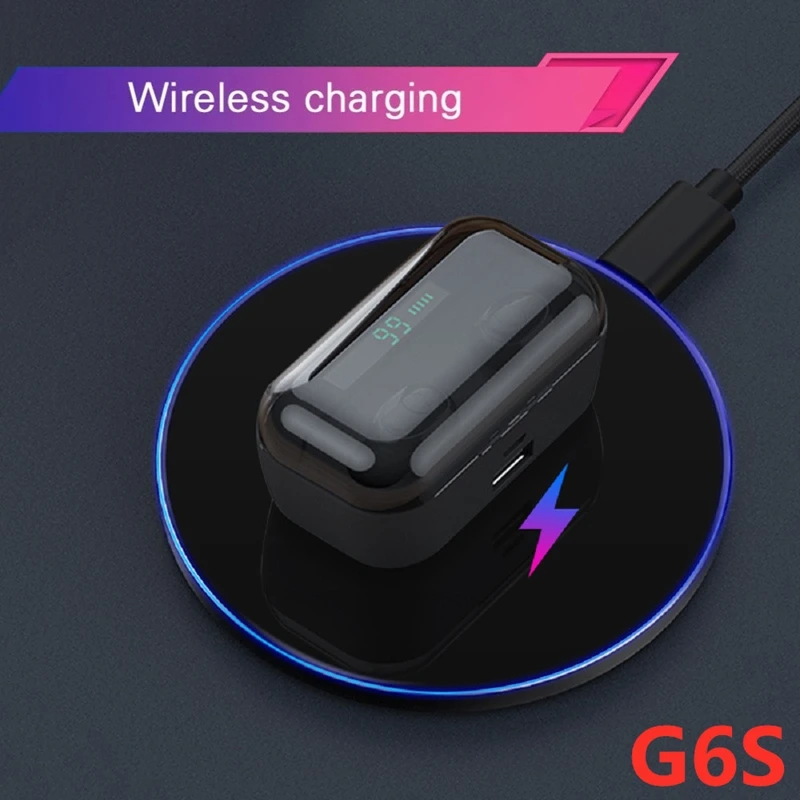 Беспроводная bluetooth-гарнитура G6S настоящий стерео объемный звук бинауральный звонок Светодиодный дисплей питания IPX7 Водонепроницаемая многофункциональная гарнитура