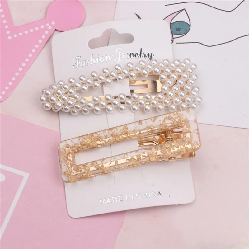 Pinksee 2 шт./компл. элегантные шикарные заколки для волос с искуственным жемчугом заколки из ацетата для женщин девочек мода заколка аксессуары для волос - Окраска металла: DG