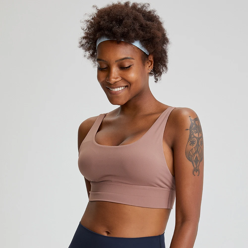 U Back Stretchy Workout Gym Yoga Bras Women Naked Feel Buttery Soft
