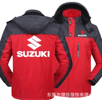 

NEW Men SUZUKI Windbreak Plus Velvet Thick Warm Windproof Fur Coats Male Military Hooded Anorak Jackets Men's Overcoat Windp