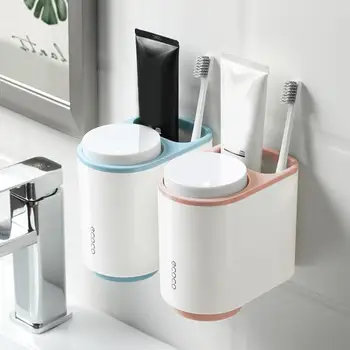 

Toothbrush Holder With Cup Wall-mounted Toilet Storage Rack Bathroom Accessories Set Dathroom Accessories Home Use Furniture