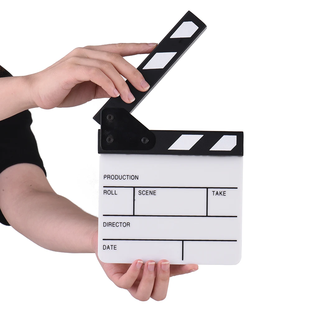 

Compact Size Acrylic Clapboard TV Film Movie Director Cut Action Scene Clapper Board Slate