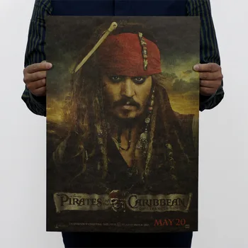 

Pirates of the Caribbean Vintage Kraft Paper Movie Poster Map Home Wall Garage Decoration Wall Decals Art DIY Retro Decor Prints
