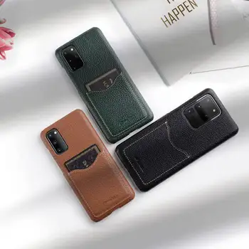 

For Samsung Galaxy S20 Plus S20 Ultra S20 Phone Case Lichee Pattern Classic Genuine Leather Card Hard Back Cover Anti-seismic