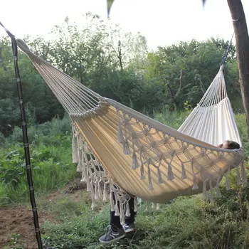 

Cotton tassel hammock for all kinds of environments, solid and durable
