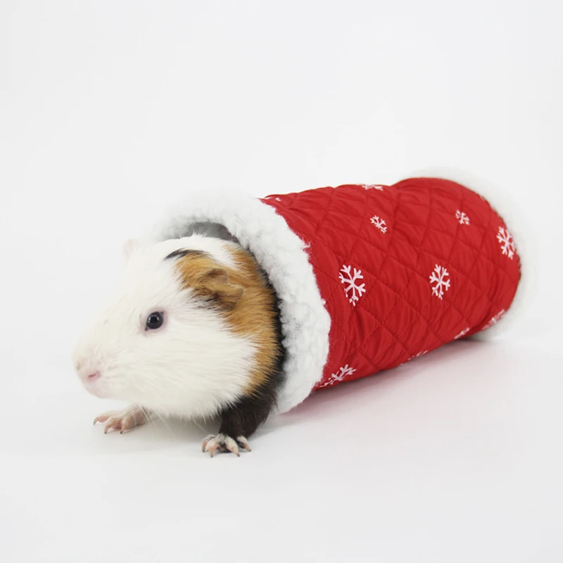 Yu-Xiang Christmas Hamster Channel Hedgehog 1 or 3 Tunnel Toy Winter Guinea Pig Warm Fleece Tube Gerbil Rat Playing Hideout Bed for Small Pet Animal 