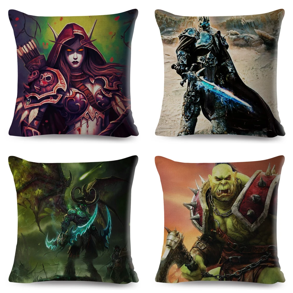 Горячие игры WOW украшение чехлов на подушки с мультипликационным принтом «Герой» Boss подушки с принтами для дивана Наволочка на подушку льняная наволочка 45x45 см