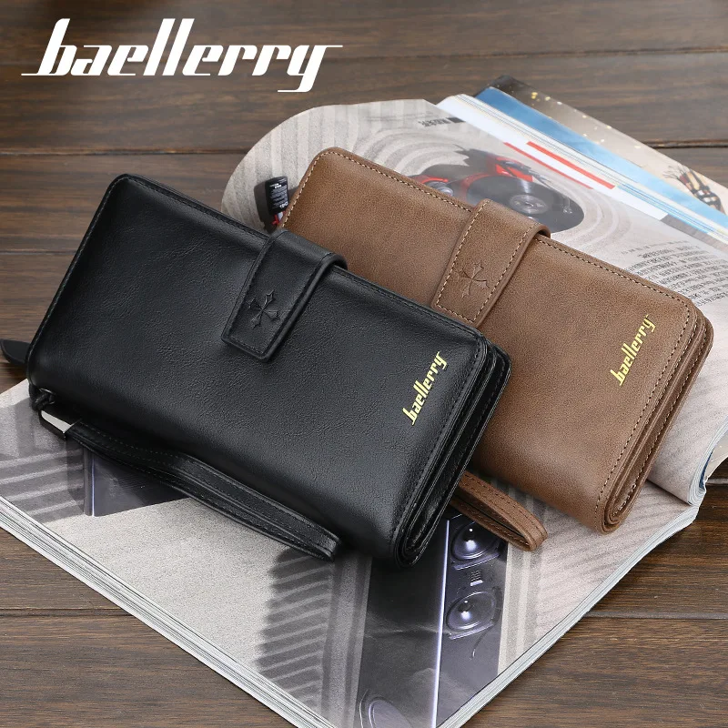 Baellerry Роскошные Брендовые мужские кошельки длинный мужской кошелек мужской клатч кожаный на молнии мужской деловой бумажник мужской кошелек монета