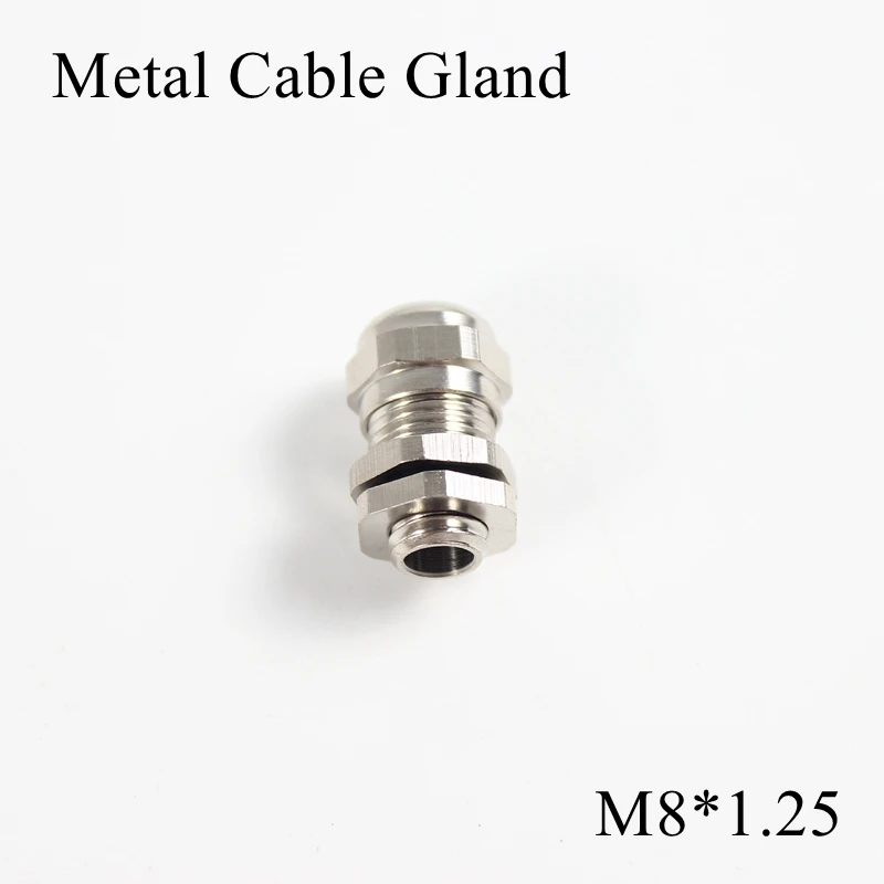 1piece/lot M8 Metal Cable Gland IP68 Waterproof Nickel Brass Connector Glands For 3-4mm Electric Wire M8*1.25 Copper Joint - Цвет: M8x1.25