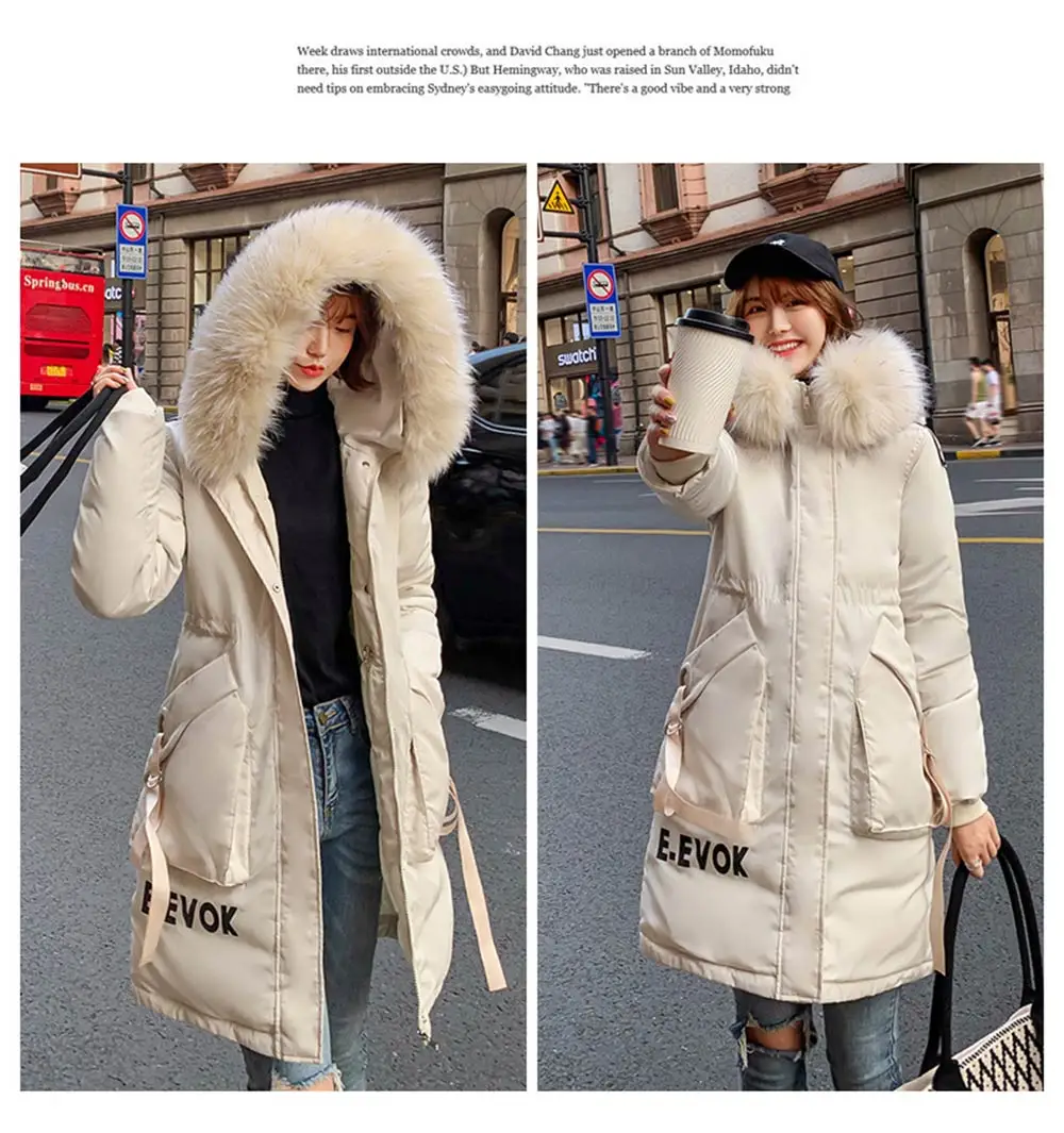 Vielleicht/зимняя куртка для женщин; большой меховой воротник; стеганая куртка; женские длинные парки с хлопковой подкладкой; утепленное Женское зимнее пальто