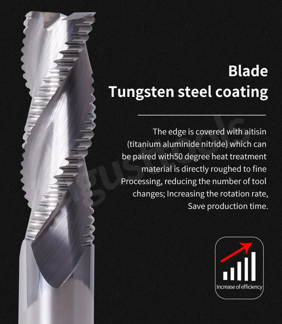 Augusttools ЧПУ Концевая фреза карбида HRC55 3 продольные фрезы ...