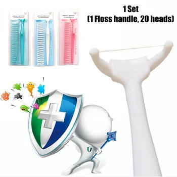 

20pcs Replaceable Interdental Brush Teeth Stick Toothpicks Dental Floss Handle Oral Clean Flosser Tools 1Set Oral Care Tools