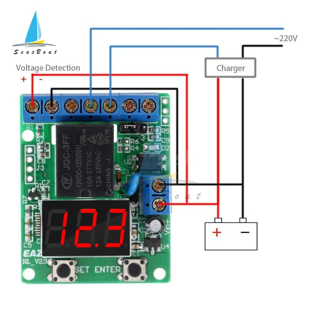 Modulo Monitoraggio Tensione DC 99.9V - Controllo Sovratensione/Sottotensione Con Relè 30A - Foto 4