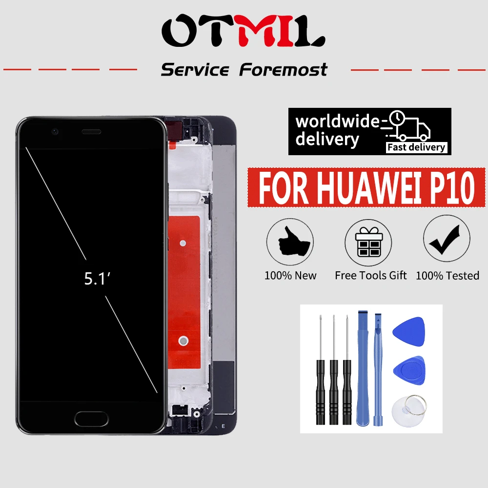 5 1 "оригинальный дисплей с отпечатком пальца для HUAWEI P10 VTR-L09 VTR-L10 ЖК сенсорный